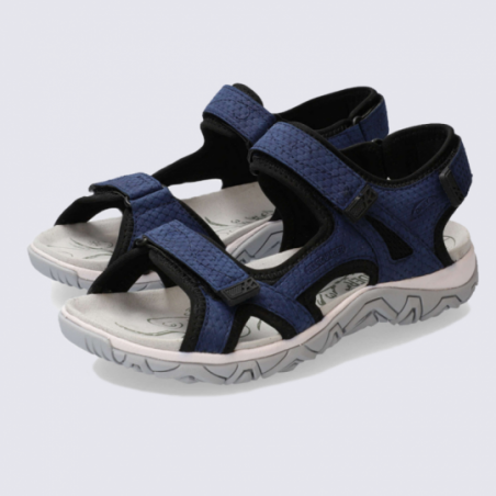 Sandales Allrounder, sandales confortables pour femme en cuir bleu sirène