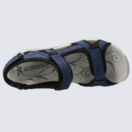 Sandales Allrounder, sandales confortables pour femme en cuir bleu sirène