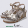 Sandales Mephisto, sandales compensées tendances femme en cuir taupe clair Sandales Mephisto, sandales compensées tendances femme en cuir taupe clair