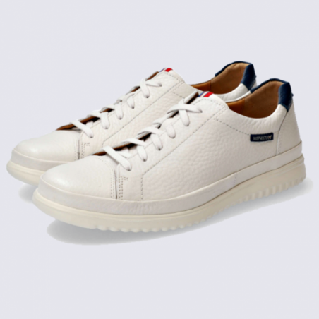 Baskets Mephisto, baskets basses tendances homme en cuir blanc