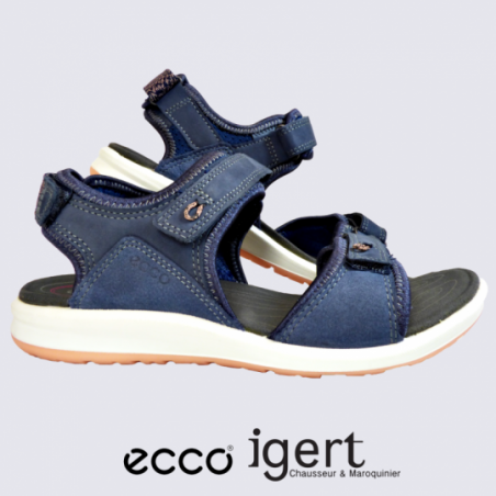 Sandales Ecco, sandales sport confortables femme à velcros bleu
