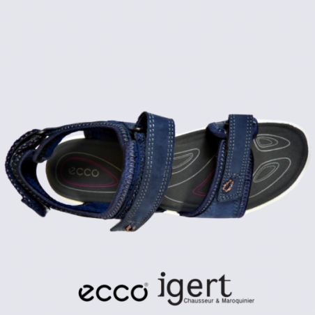 Sandales Ecco, sandales sport confortables femme à velcros bleu