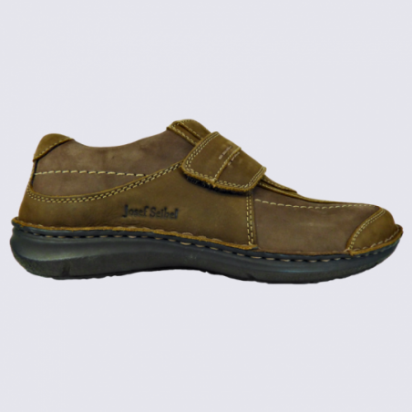 Chaussures Josef Seibel, chaussures à velcros homme en cuir marron brasil