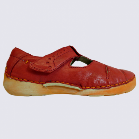 Chaussures Josef Seibel, chaussures à velcros femme en cuir rouge