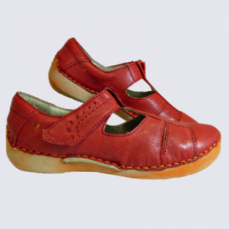 Chaussures Josef Seibel, chaussures à velcros femme en cuir rouge