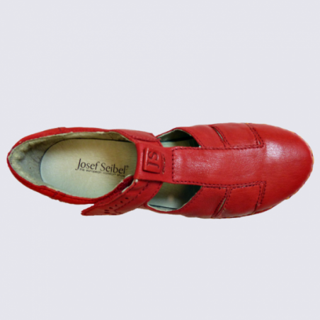 Chaussures Josef Seibel, chaussures à velcros femme en cuir rouge