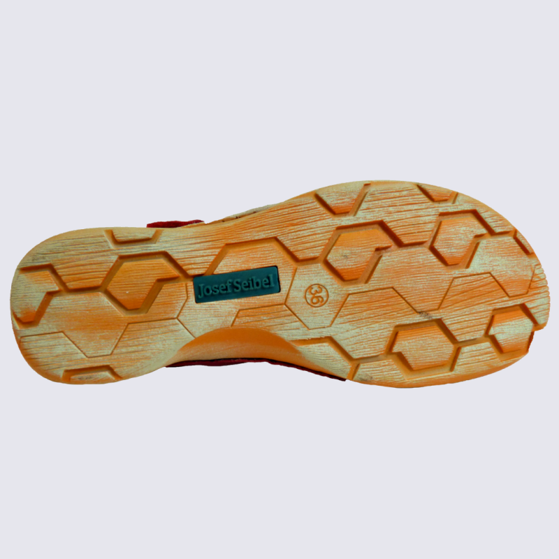 Chaussures Josef Seibel, chaussures à velcros femme en cuir rouge