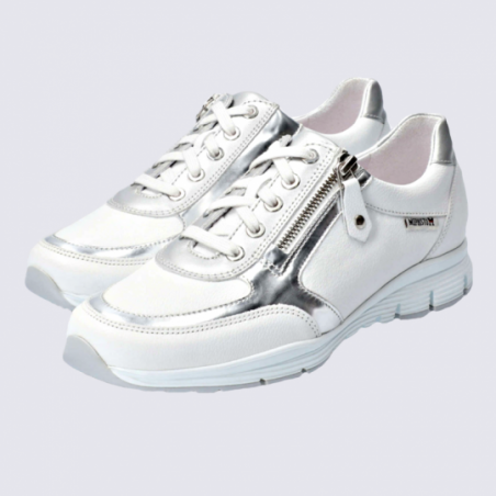 Baskets Mephisto, baskets ultra légères femme combinaison de cuir blanc