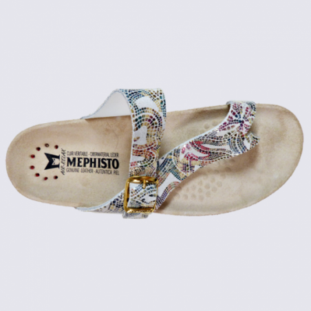 Mules Mephisto, mules entre-doigts femme en cuir multicolore