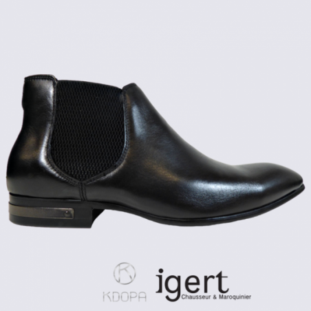 Bottines Kdopa, bottines basses homme en cuir noir