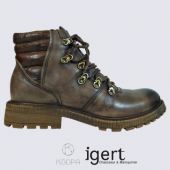 Bottines Kdopa, bottines à lacets et zip homme en cuir chocolat
