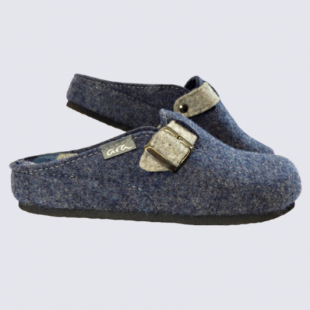 Mules Ara, mules chaudes homme en feutre bleu