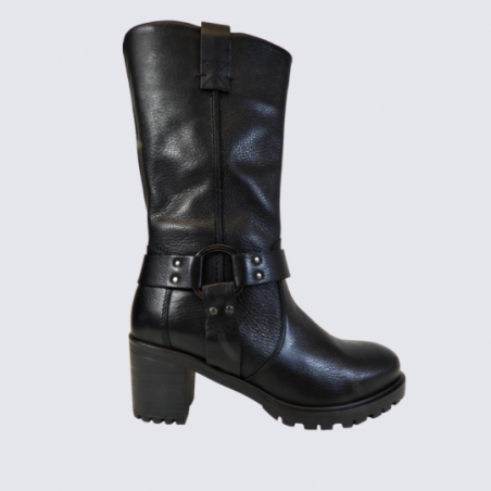 Bottines Ara, bottines à talons chaudes fourrées femme en cuir noir