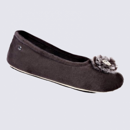 Chaussons Isotoner chaussons pompons femme chocolat Igert