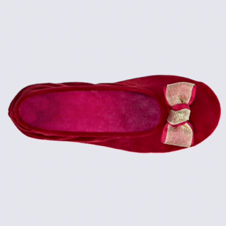 Chaussons Isotoner, chaussons n?ud brillant femme bordeaux