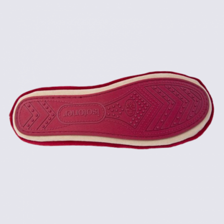 Chaussons Isotoner, chaussons n?ud brillant femme bordeaux