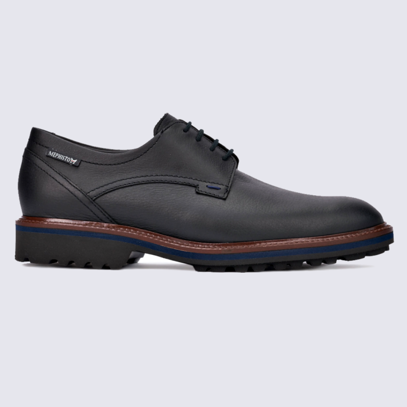 Chaussures Mephisto, chaussures à lacets homme en cuir noir