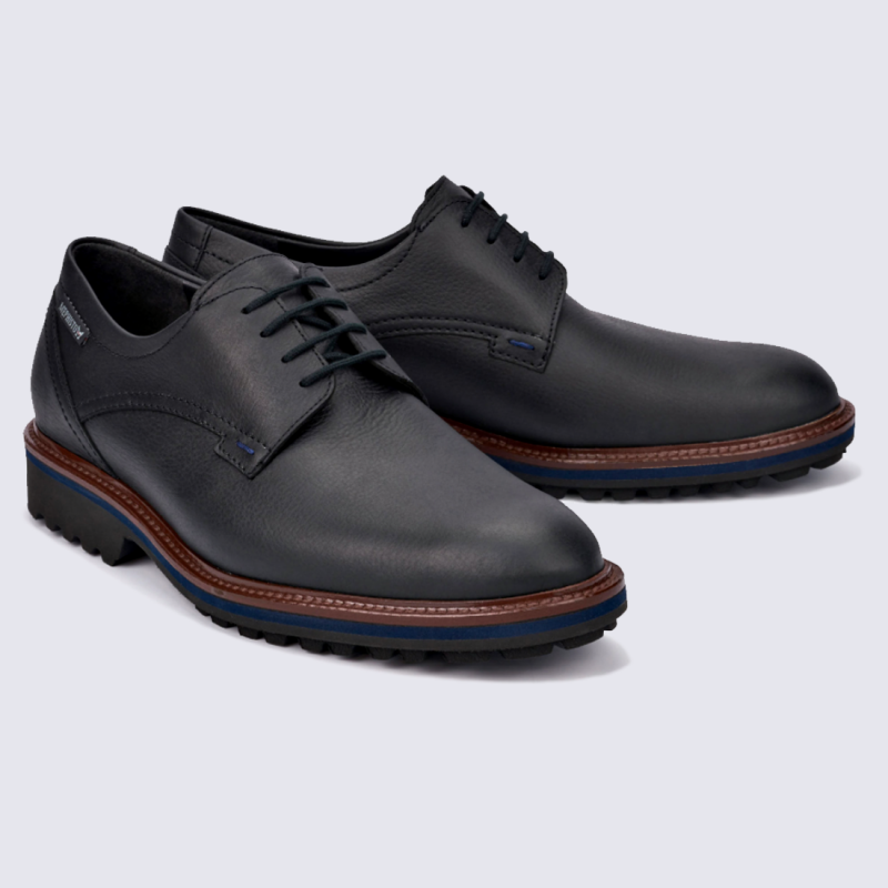 Chaussures Mephisto, chaussures à lacets homme en cuir noir