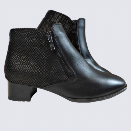 Bottines Ara, bottines à talons femme en cuir noir