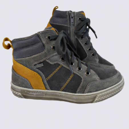 Chaussures Superfit, chaussures montantes Gore-Tex garçons en cuir gris/jaune