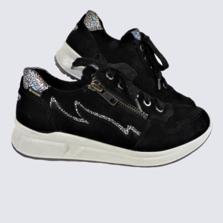 Baskets Superfit, baskets tendances filles en cuir noir