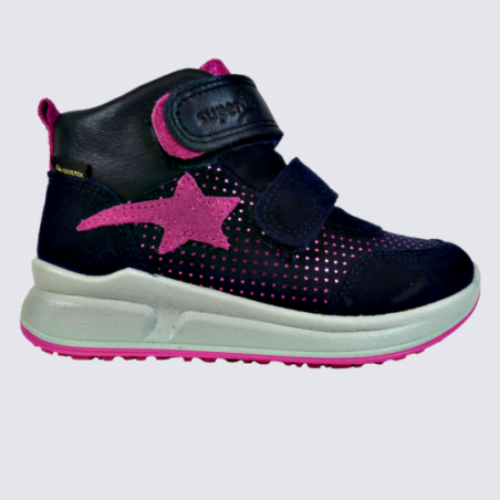 Chaussures D'apprentissage Superfit Starlight Pour Fille - Daim/nubuck, Semelle Intérieure Cuir - 2 Velcros
