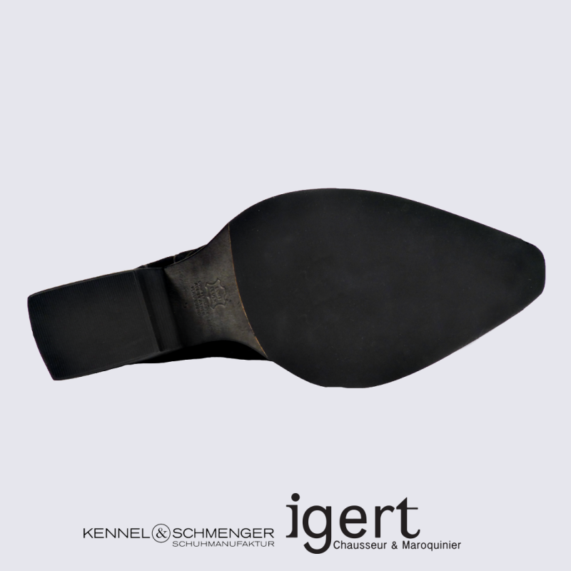 Bottes K&S, bottes look cow-boy femme en cuir nubuck noir