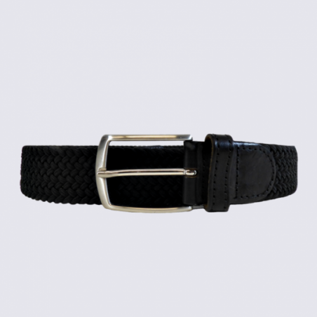 Ceinture Bovino, ceinture tressée homme en cuir noir