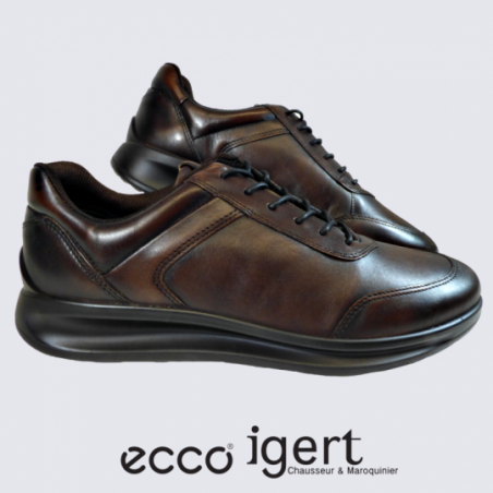 Chaussures Ecco, chaussures à lacets homme en cuir cacao