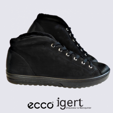 Chaussures Ecco, chaussures montantes femme en cuir noir