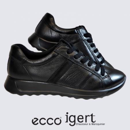 Baskets Ecco, baskets à lacets femme en cuir noir