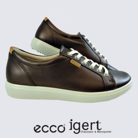 Baskets Ecco, baskets tendances femme en cuir argile metalic