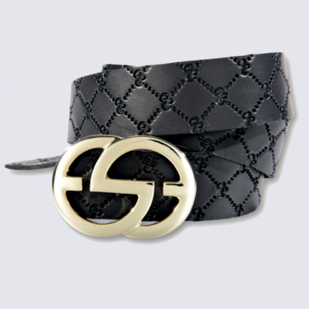 Ceinture Bernd Götz, ceinture élégante femme en cuir noir