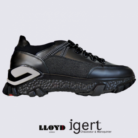 Baskets Lloyd, baskets à lacets homme en cuir noir