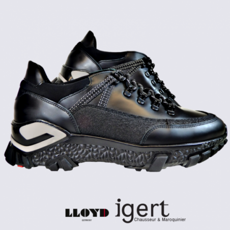 Baskets Lloyd, baskets à lacets homme en cuir noir