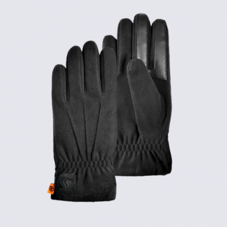 Gants Isotoner, gants ultra déperlant homme en polaire recyclée noir