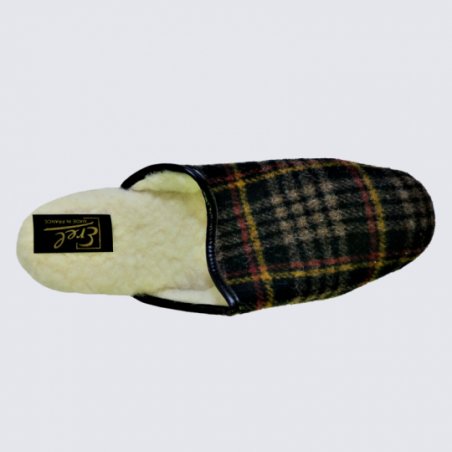 Mules Erel, mules chaudes à carreaux homme beige orange Mules Erel, mules chaudes à carreaux homme beige orange