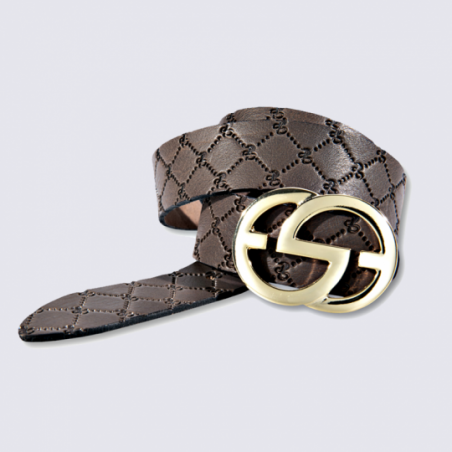 Ceinture Bernd Götz, ceinture élégante femme en cuir taupe foncé