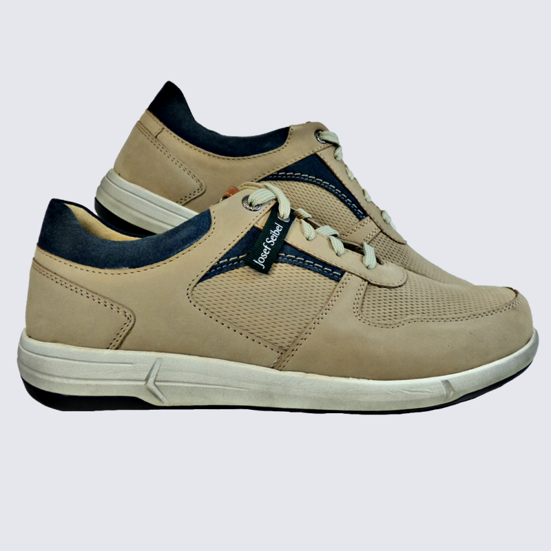 Baskets Josef Seibel, baskets tendances homme en cuir beige
