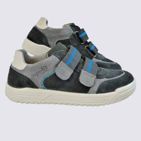 Baskets Superfit, baskets à velcros garçon en cuir gris