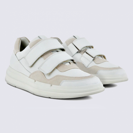 Baskets Ecco, baskets tendances à velcros femme en cuir blanc