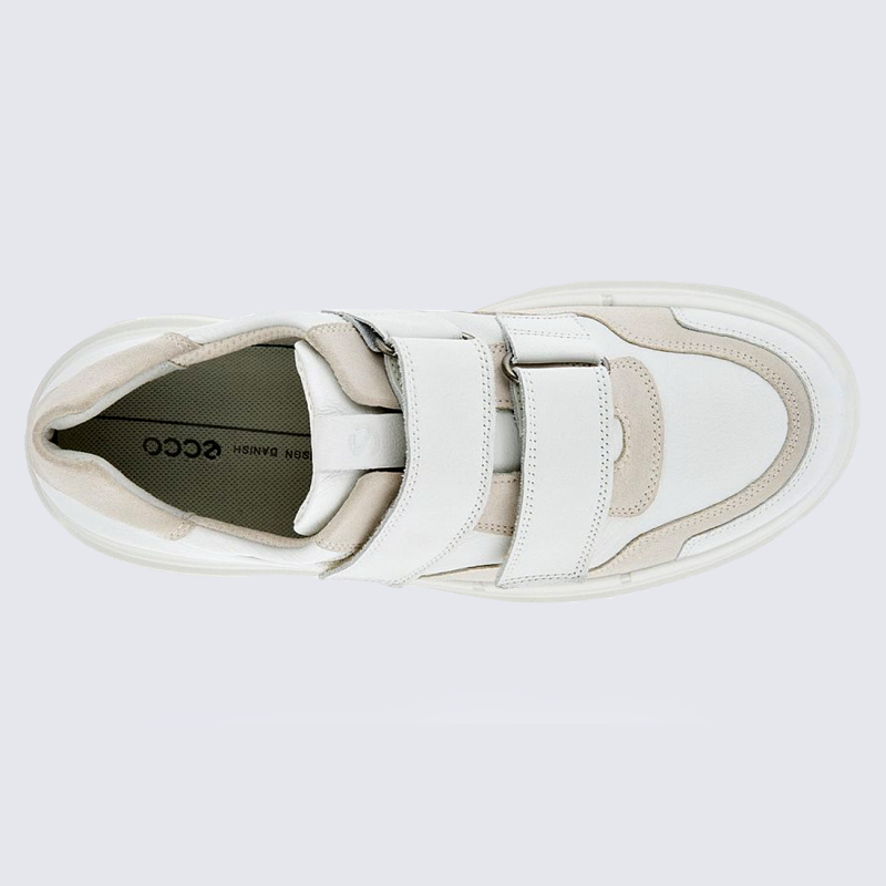 Baskets Ecco, baskets tendances à velcros femme en cuir blanc