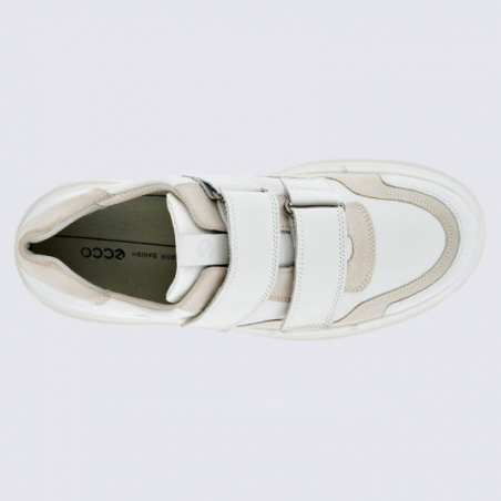 Baskets Ecco, baskets tendances à velcros femme en cuir blanc