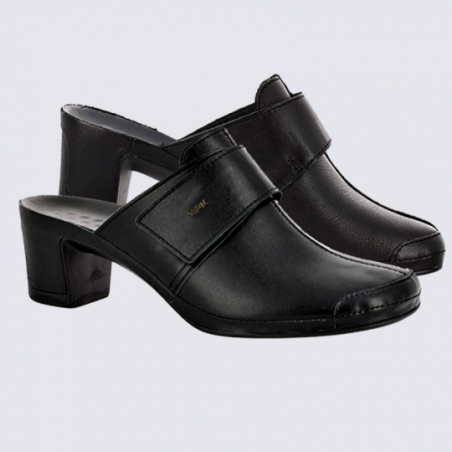 Mules Vital, mules à talon femme en cuir noir