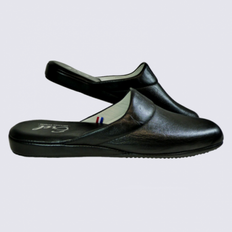 Mules Erel, mules homme en cuir noir