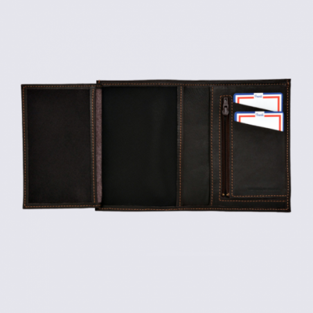 Portefeuille Frandi, portefeuille 2 volets homme en cuir marron