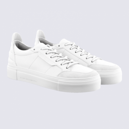 Baskets K&S, baskets sportswear chic femme en cuir blanc