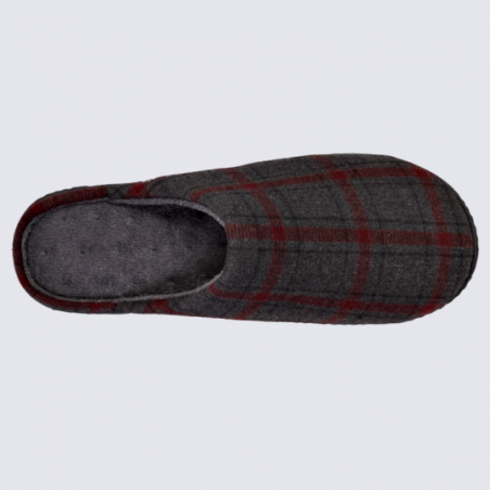 Mules Isotoner, mules chaussons à motif tartan homme anthracite