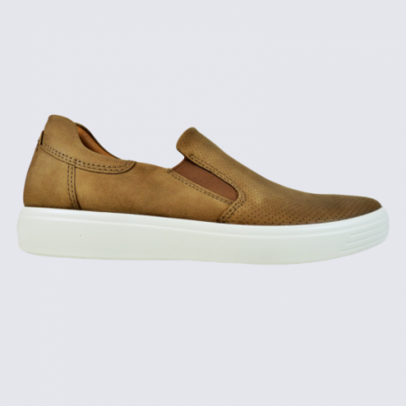 Chaussures Ecco, chaussures Slip-on homme en cuir camel