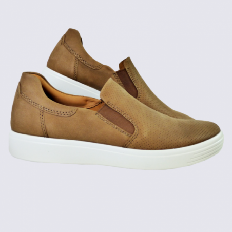 Chaussures Ecco, chaussures Slip-on homme en cuir camel